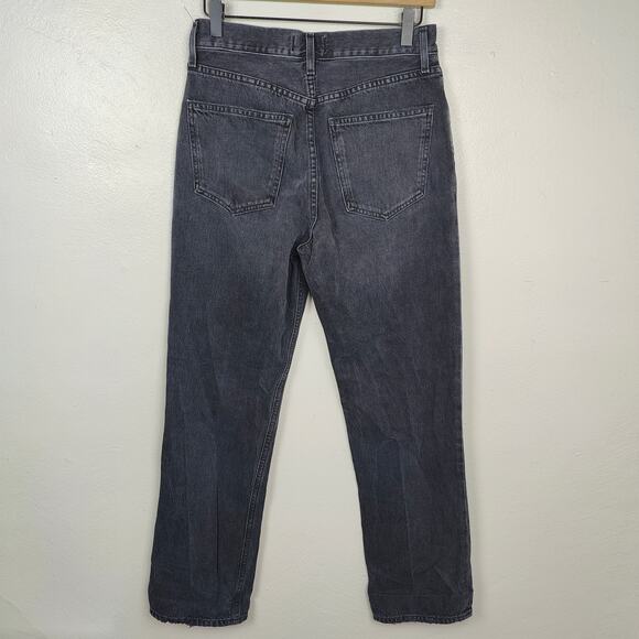 Agolde Lana Jean Womens 27 Straight Leg Black‎ Knee Rip Button Fly High Waist - Picture 5 of 9